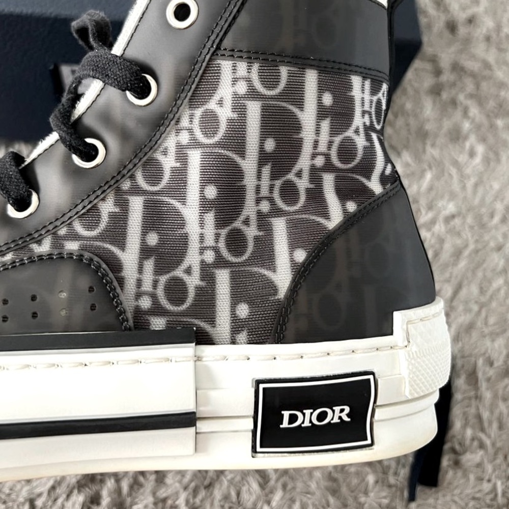🚨 CHRISTIAN DIOR HIGH TOP SNEAKERS Black and White Dior Oblique Canvas 🚨👟